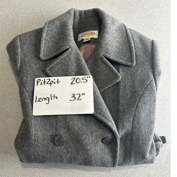 Talbots Sz 4 Classic Gray‎ 100% Wool Pea Coat Double Breasted Lined Neutral USA - Picture 7 of 10